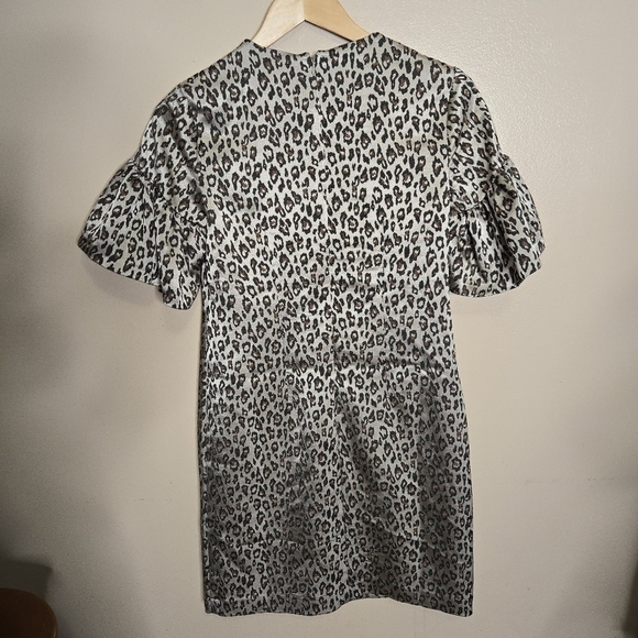 Banana Republic Leopard Print Metallic Ruffle Sleeve Mini Dress - Picture 10 of 12
